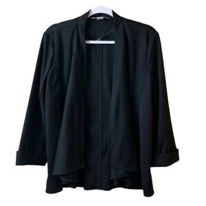 𝅺Peter Nygard Solid Black Open Cardigan Sweater Crop Sleeve Size Medium